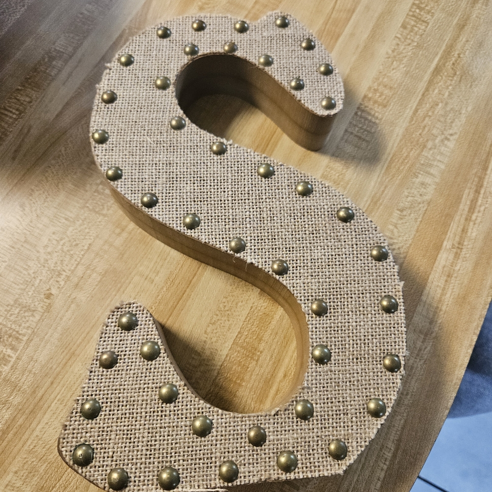 Hobby Lobby Tan Burlap Letter with Gold Accents